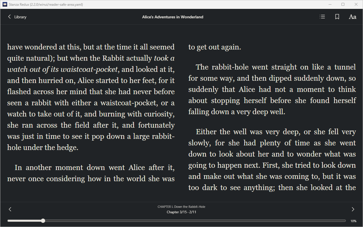Reader Safe Area Next Page, Windows WinUI 3