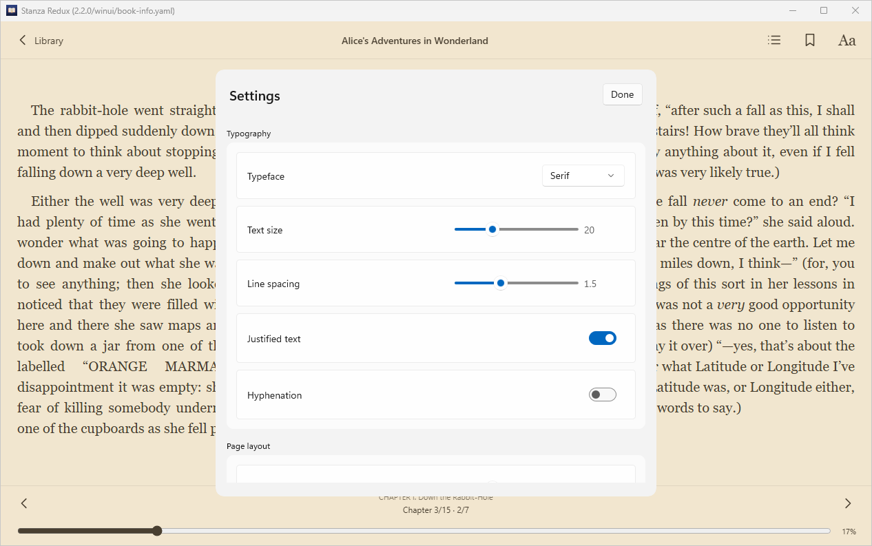 Reader Typography, Windows WinUI 3