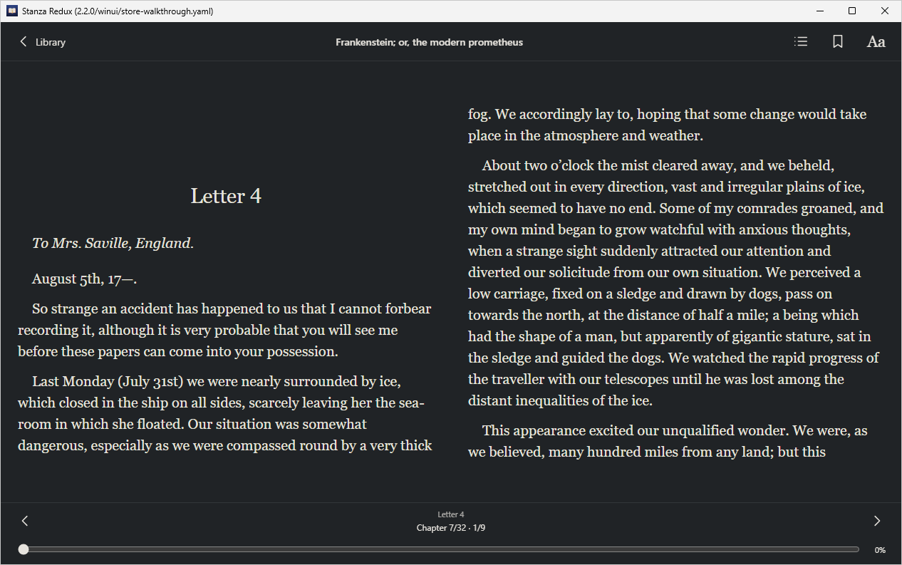 Frankenstein · Read, Windows WinUI 3